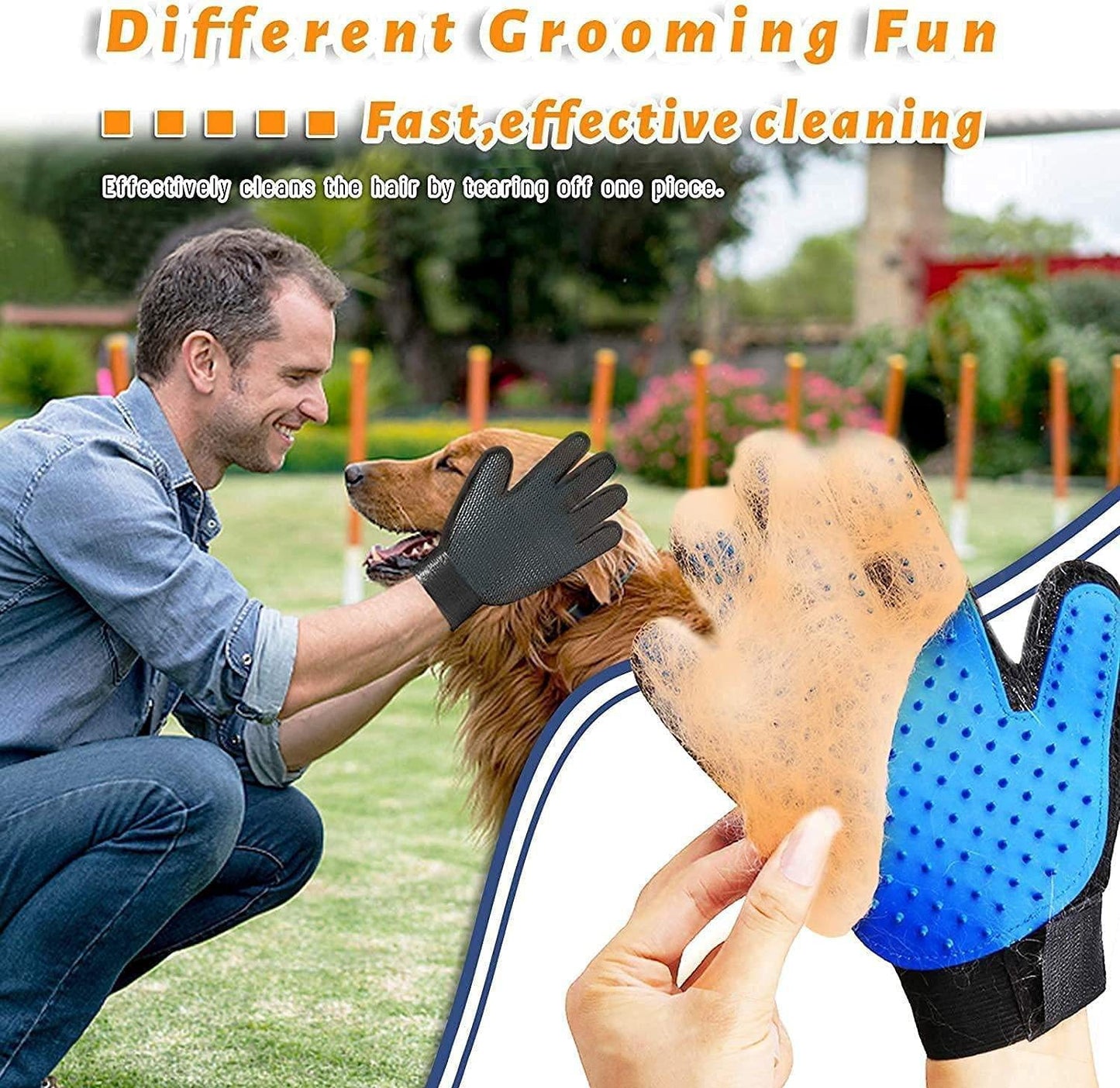 Adjustable Pet Hair Silicone Grooming Glove Deshedding Bathing Pet Friendly Glove Brush